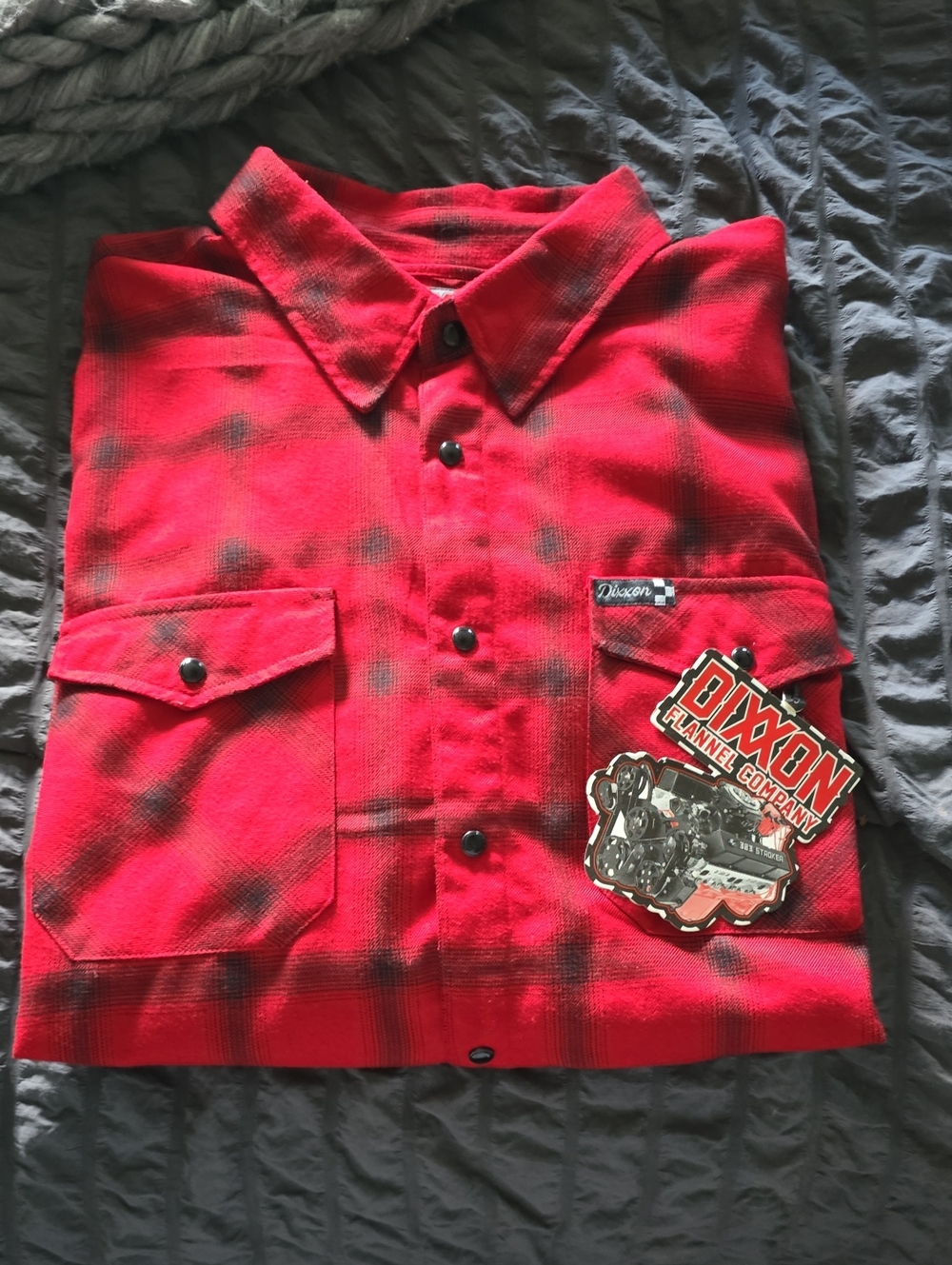 Like New- DIXXON The STROKER long Sleeve Red and Black Plaid Flannel